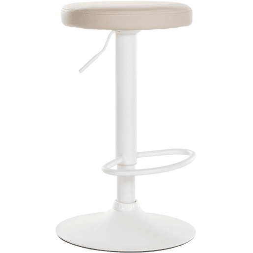 Taburete de bar Ponte redondo en polipiel Simil cuero Crema 38.5X38.5X60 cm