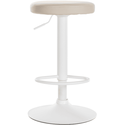 Taburete de bar Ponte redondo en polipiel Simil cuero Crema 38.5X38.5X60 cm