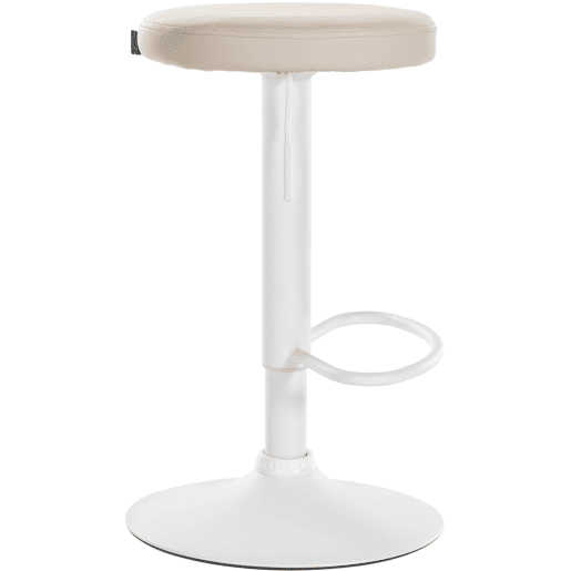 Taburete de bar Ponte redondo en polipiel Simil cuero Crema 38.5X38.5X60 cm