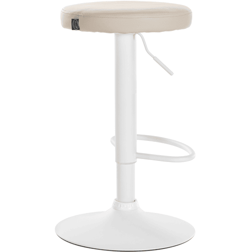 Taburete de bar Ponte redondo en polipiel Simil cuero Crema 38.5X38.5X60 cm