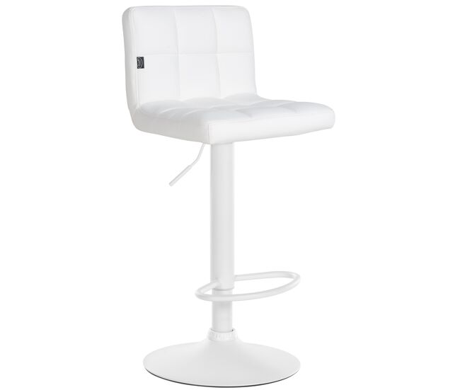 Taburete de bar feni en polipiel simil cuero blanco 40x40x85 cm