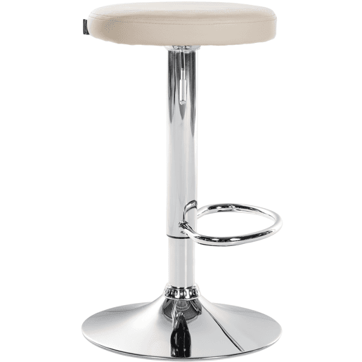 Taburete de bar Ponte redondo en polipiel Simil cuero Crema 38.5X38.5X60 cm