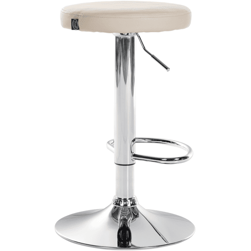 Taburete de bar Ponte redondo en polipiel Simil cuero Crema 38.5X38.5X60 cm