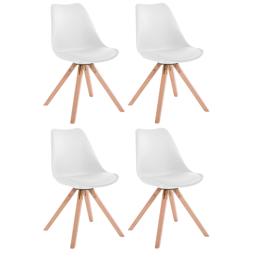Set de 4 sillas para comedor Toulouse Square en polipiel Simil cuero Blanco 55.5X47.5X83 cm