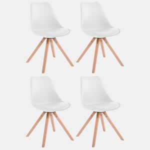 Set de 4 sillas para comedor Toulouse Square en polipiel Simil cuero Blanco 55.5X47.5X83 cm