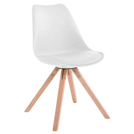 Set de 4 sillas para comedor Toulouse Square en polipiel Simil cuero Blanco 55.5X47.5X83 cm