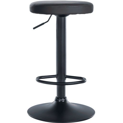 Taburete de bar Ponte redondo en polipiel Simil cuero Negro 38.5X38.5X60 cm