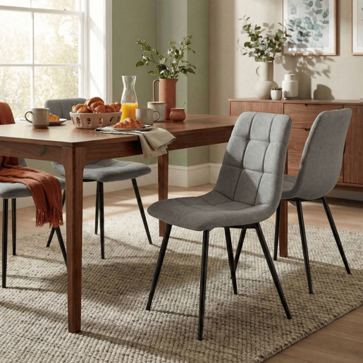 Silla de comedor Antibes de tela Gris claro 55X45X84 cm