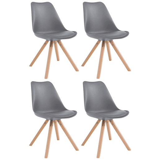 Set de 4 sillas para comedor Toulouse Square en polipiel Simil cuero Gris 55.5X47.5X83 cm