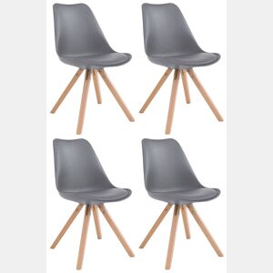 Set de 4 sillas para comedor Toulouse Square en polipiel Simil cuero Gris 55.5X47.5X83 cm