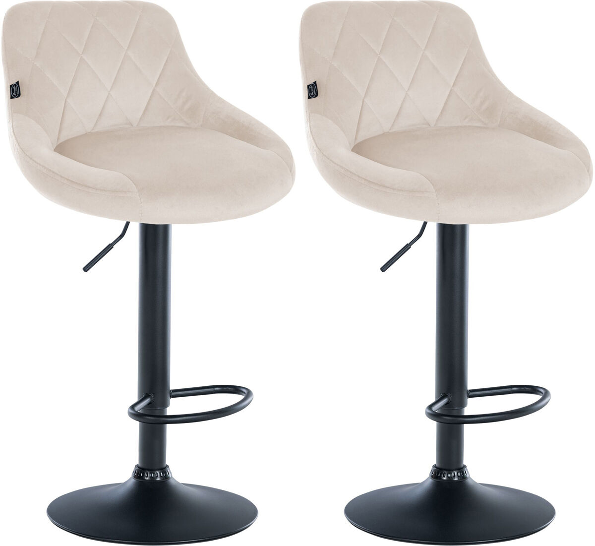 Set de 2 taburetes lazio en terciopelo crema 49x46x83 cm