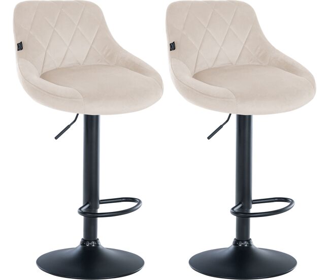 Set de 2 taburetes lazio en terciopelo crema 49x46x83 cm