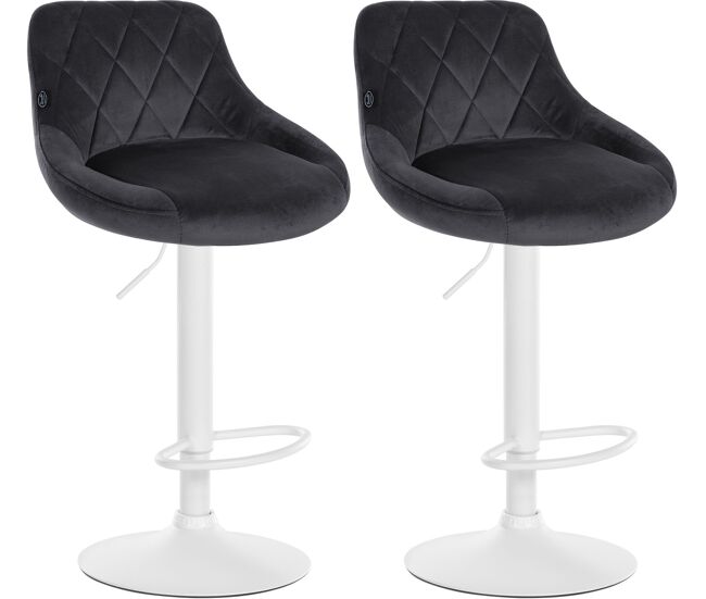 Set de 2 taburetes lazio en terciopelo gris oscuro 49x46x83 cm