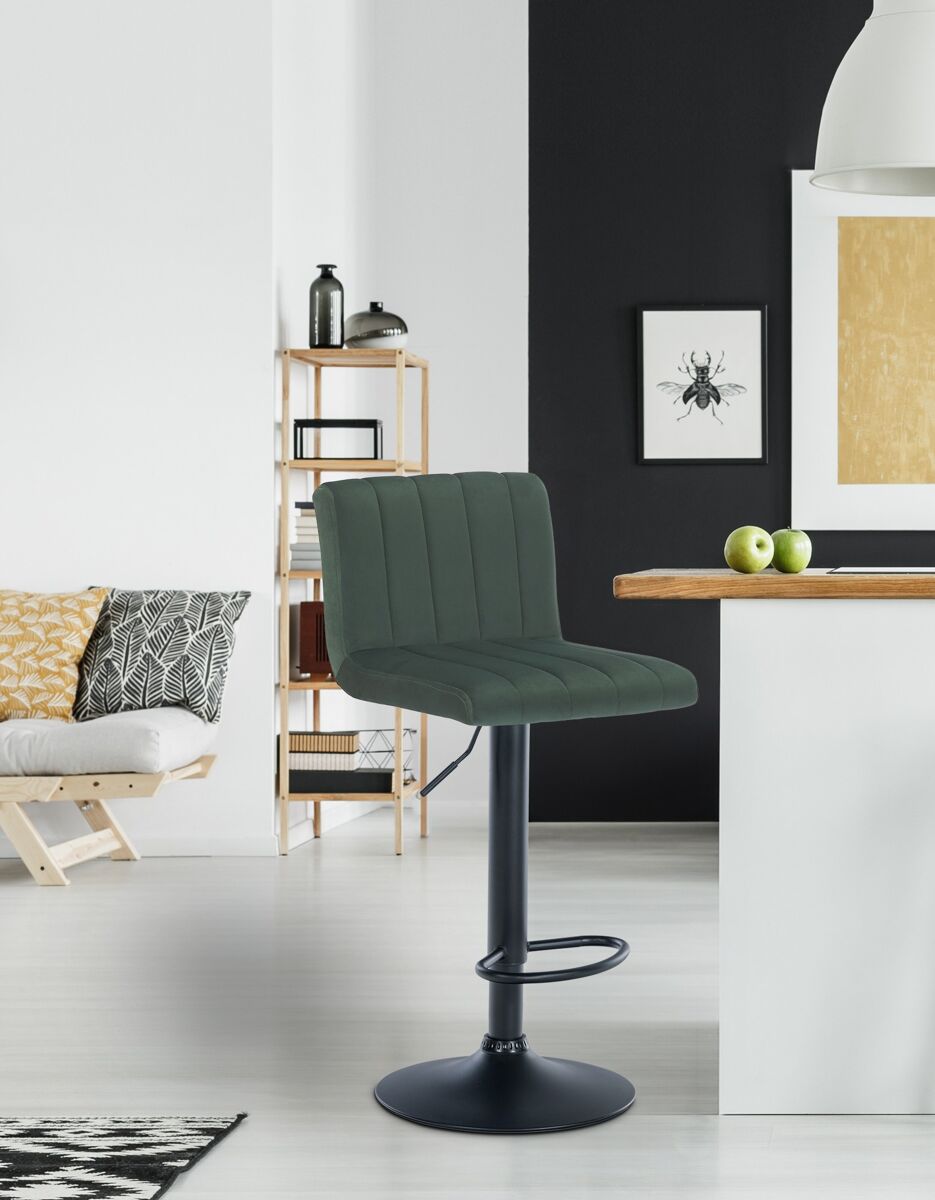 Set de 2 taburetes de bar jamie en terciopelo verde 49x41x87 cm