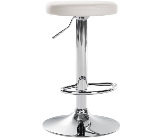 Taburete de bar ponte redondo en polipiel simil cuero blanco 38.5x38.5x60 cm