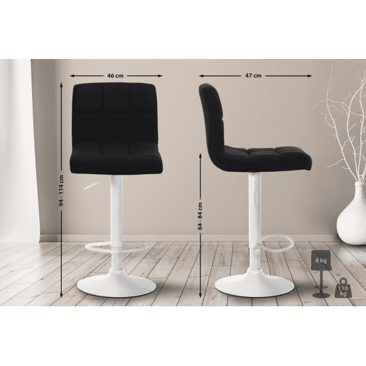 Taburete de bar Calma en tela Negro 47X46X94 cm