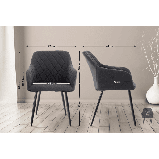 Silla de comedor Shila Tela Negro 44X47X84 cm
