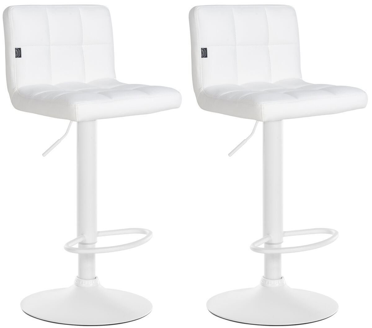 Set de 2 taburetes de bar feni en polipiel simil cuero blanco 40x40x85 cm