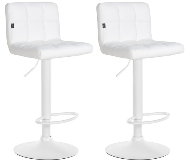 Set de 2 taburetes de bar feni en polipiel simil cuero blanco 40x40x85 cm
