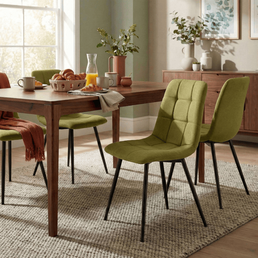 Silla de comedor Antibes de tela Verde 55X45X84 cm