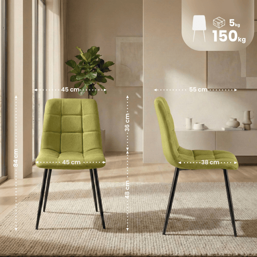 Silla de comedor Antibes de tela Verde 55X45X84 cm