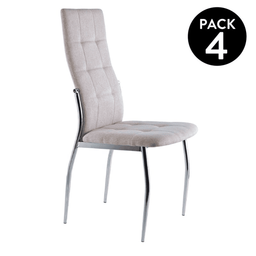 Conjunto de 4 cadeiras de jantar Diana Tecido - Bege 44 x 100 x 57cm cm