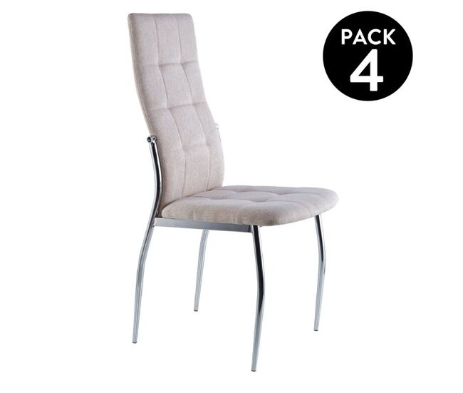 Pack 4 sillas de comedor en tejido beige 57x44 cm diana tejido - beige 44 x 100 x 57 cm