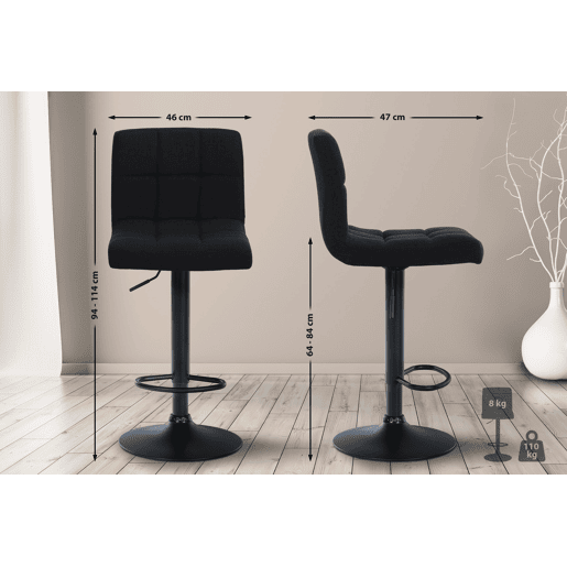 Taburete de bar Calma en tela Negro 47X46X94 cm