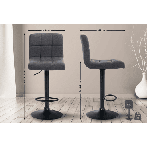 Taburete de bar Calma en tela Gris claro 47X46X94 cm