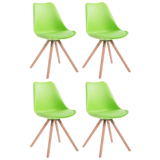 Set de 4 sillas para visitas Toulouse Rund en polipiel Simil cuero Verde 56X48X83 cm
