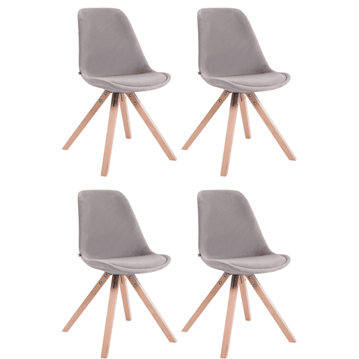 Set de 4 sillas Toulouse Square en terciopelo Gris 56X48X84 cm