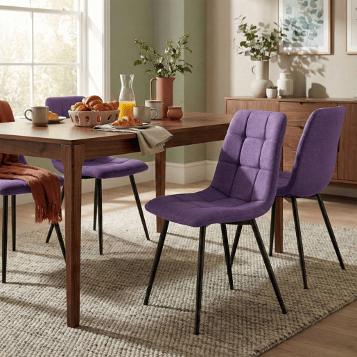 Silla de comedor Antibes de tela Lila 55X45X84 cm