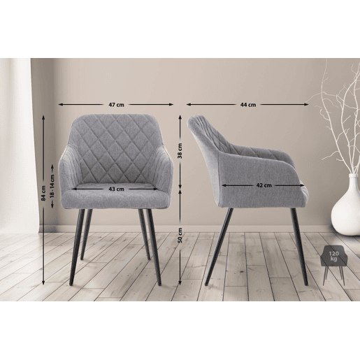 Silla de comedor Shila Tela Gris 44X47X84 cm
