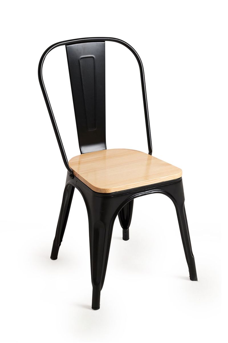 Silla torix madera natural - negro