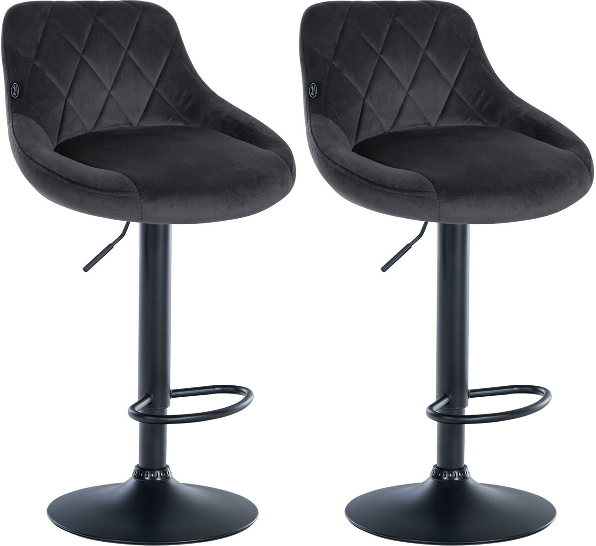 Set de 2 taburetes lazio en terciopelo gris oscuro 49x46x83 cm