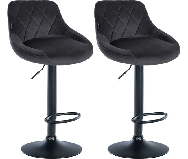 Set de 2 taburetes lazio en terciopelo gris oscuro 49x46x83 cm
