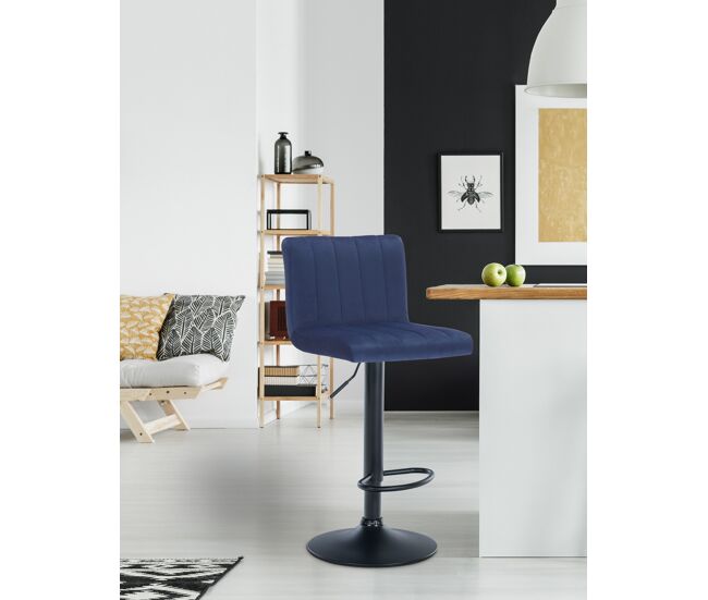 Set de 2 taburetes de bar jamie en terciopelo azul 49x41x87 cm