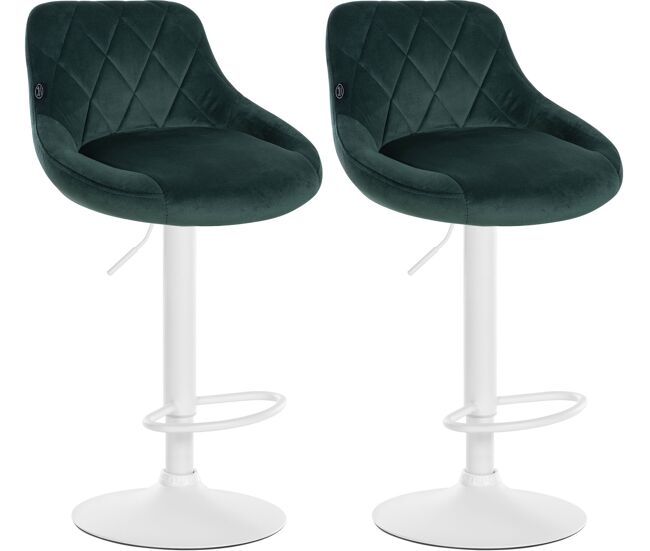 Set de 2 taburetes lazio en terciopelo verde oscuro 49x46x83 cm
