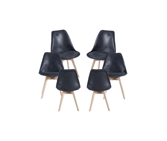 Pack 6 sillas synk vintage - negro
