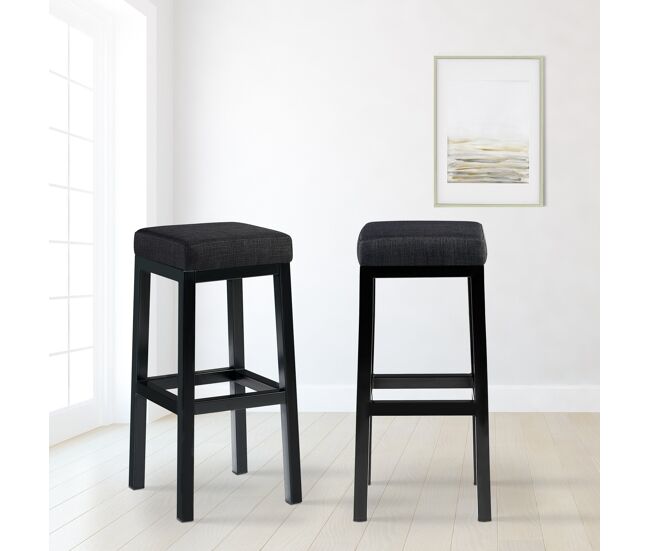 Taburete de bar taylor altura del asiento 83 cm estructura de metal negro tela gris oscuro 37x37x83 cm