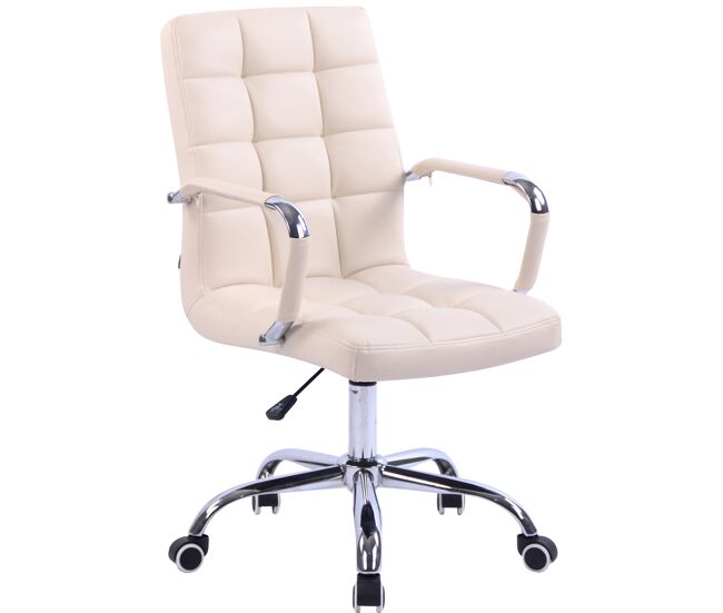 Silla de escritorio deli simil cuero crema 62x56x94 cm