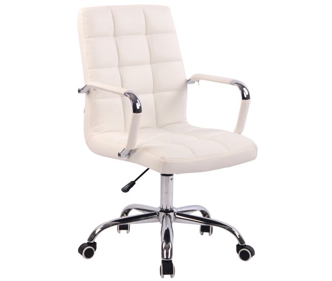 Silla de escritorio deli simil cuero blanco 62x56x94 cm