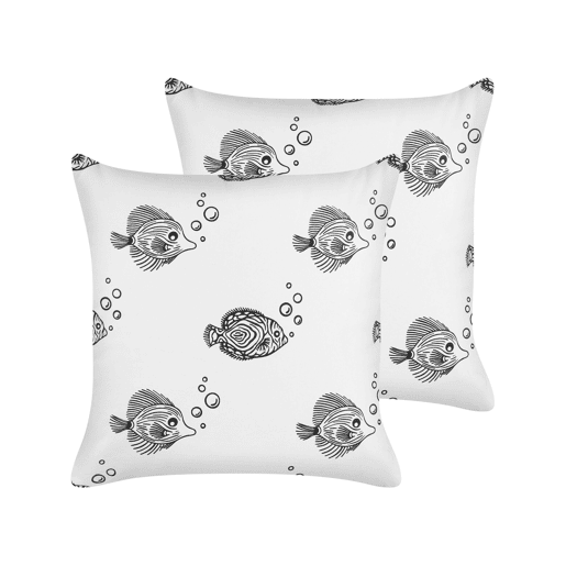 Conjunto de 2 almofadas decorativas TWEEDIA Algodão 45 x 45 cm Branco