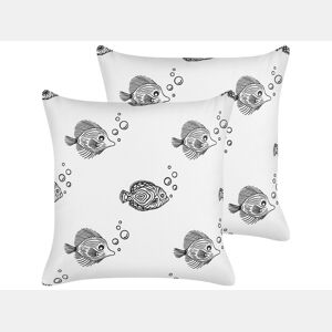 Conjunto de 2 almofadas decorativas TWEEDIA Algodão 45 x 45 cm Branco