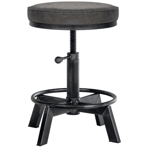 Taburete Destin en polipiel ajustable en altura Simil cuero Plateado antiguo 42X42X44 cm