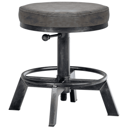 Taburete Destin en polipiel ajustable en altura Simil cuero Plateado antiguo 42X42X44 cm