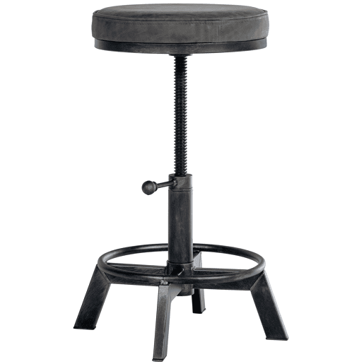 Taburete Destin en polipiel ajustable en altura Simil cuero Plateado antiguo 42X42X44 cm