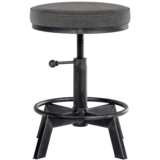 Taburete Destin en polipiel ajustable en altura Simil cuero Plateado antiguo 42X42X44 cm