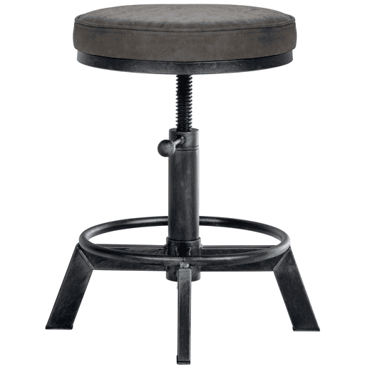 Taburete Destin en polipiel ajustable en altura Simil cuero Plateado antiguo 42X42X44 cm
