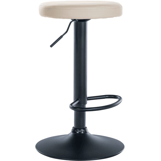 Taburete de bar Ponte redondo en polipiel Simil cuero Crema 38.5X38.5X60 cm